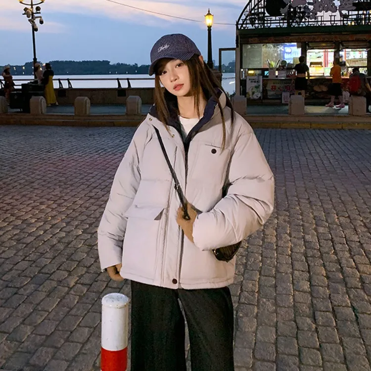 冬季韩版短款宽松加厚立领外套潮流百搭棉服 2025年新款女式纯色