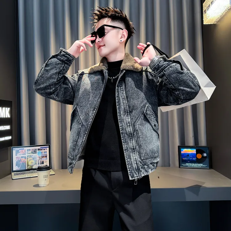 牛仔棉服男款2025新款爆款男生冬季外套保暖棉袄子高级感男装棉衣