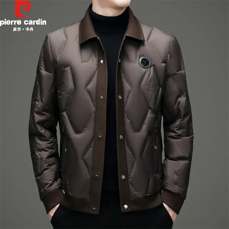 皮尔卡丹高端翻领羽绒服男士加厚冬装潮牌宽松短款外套男青年男装