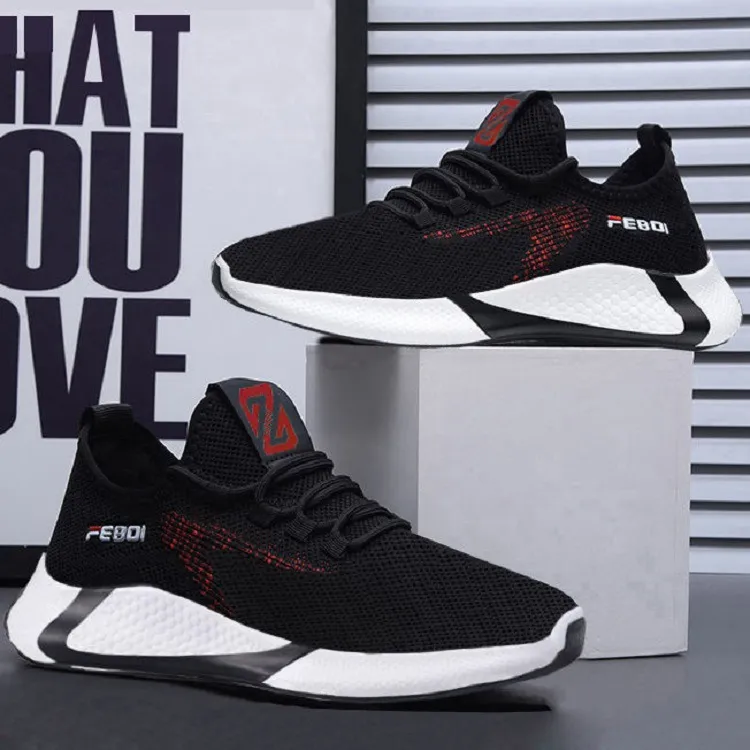 春秋季男士运动鞋圆头潮流休闲鞋子男跑步鞋地摊货源外贸鞋子