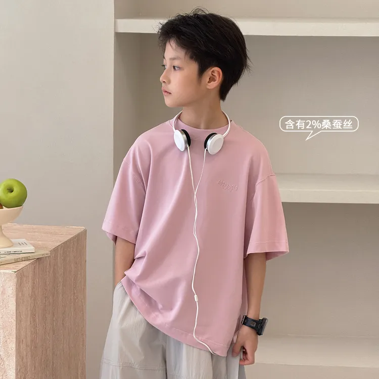 【黑标】男童短袖T恤夏自制中大童时尚简约半袖儿童宽松上衣TY02995