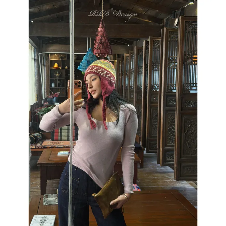 RRB Design 「万能方领」 轻奢羊毛混纺U领显瘦修身打底衫