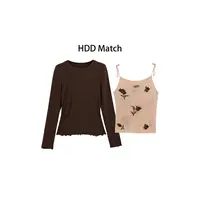 HDD- "搭配态度" 天丝+羊毛 针织女定制吊带+打底T恤两件套 Y8956