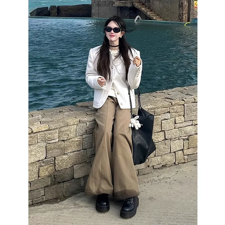 白色粗花呢小香风外套女2025早春新款设计感时尚名媛气质千金上衣