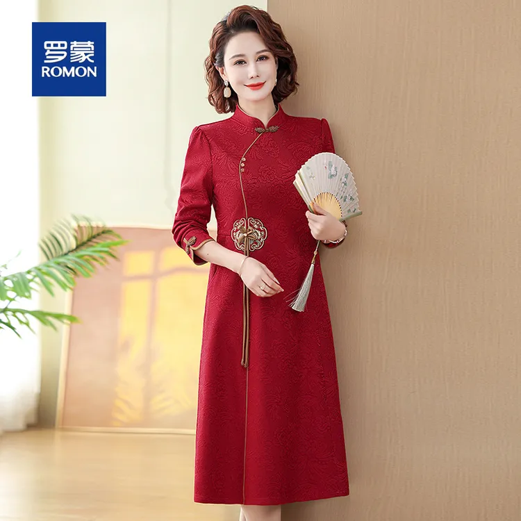 罗蒙十一喜婆婆婚宴装国风结婚礼服改良旗袍春款新中式妈妈连衣裙
