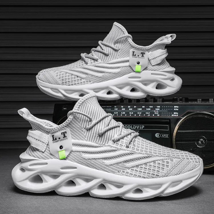 素面青年透气圆头低跟平跟网面鞋运动鞋休闲时尚秋季椰子鞋飞织