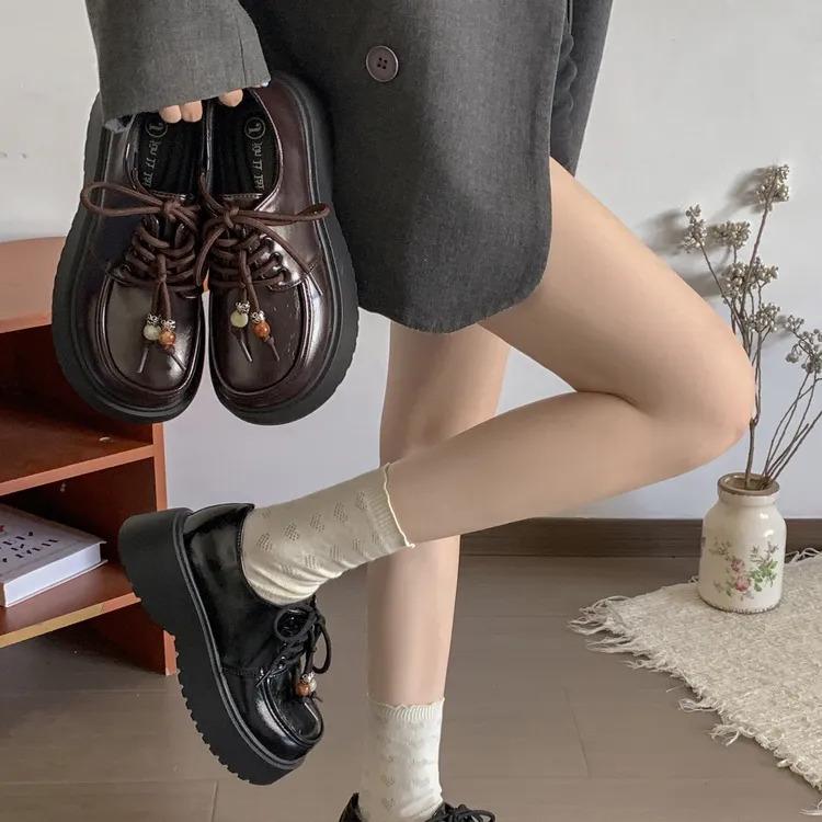 南在南方黑色英伦风厚底增高小皮鞋女2025新款秋季配裙子乐福单鞋