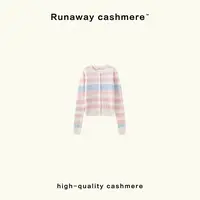 【RUNAWAY】温柔感条纹羊绒针织开衫