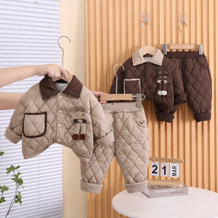 男童宝宝冬装套装加绒加厚棉衣两件套婴儿童洋气棉服衣服潮1-3岁5