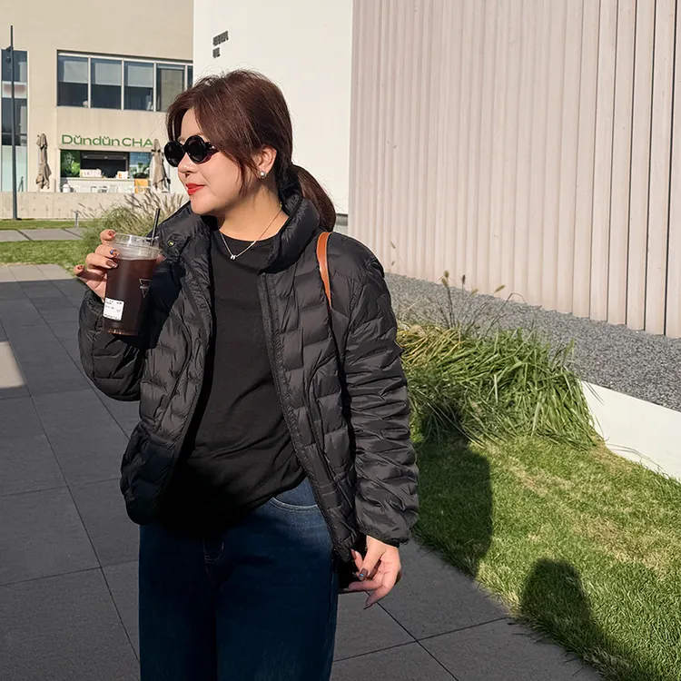 轻暖小面包羽绒/胖mm大码微收腰精致款羽绒服