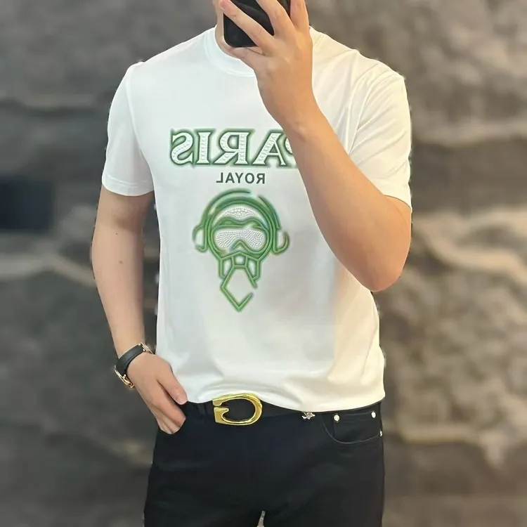 新款高端男士潮流百搭个性图案休闲短袖T恤25909