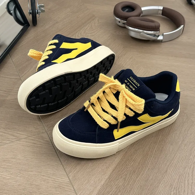 原创设计秋冬面包男鞋痞帅休闲板鞋2025新款百搭拼色开车男款鞋子