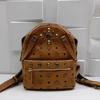 99新 MCM 思斯专属 MCM小号双肩干邑色 LM4227