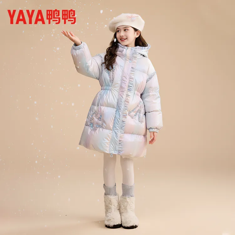 鸭鸭女童2025新款冬季女大童儿童加厚洋气中长款冬装外套潮25640