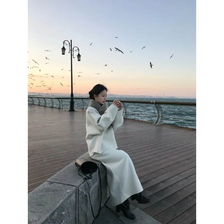 ZHONG HE · 滕捣捣 25冬新款全羊毛清冷松弛双面呢半身裙套装女