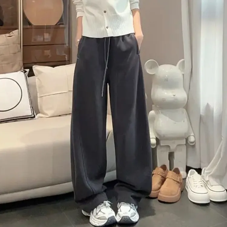 高级感窄版阔腿裤女2025春秋季新款小个子直筒休闲运动裤显瘦裤子