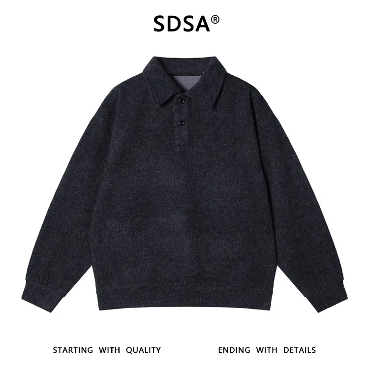 SDSA男士秋冬新款痞帅男装韩版纯色polo领针织卫衣百搭宽松上衣