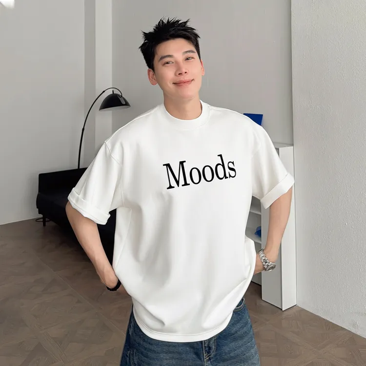 渣渣鹿莫代尔270g重磅短袖T恤男2025夏季宽松休闲百搭凉感五分袖