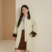 【莱赛尔时髦风衣】纤莉秀大码女装灯芯绒拼接设计感优雅QK0923