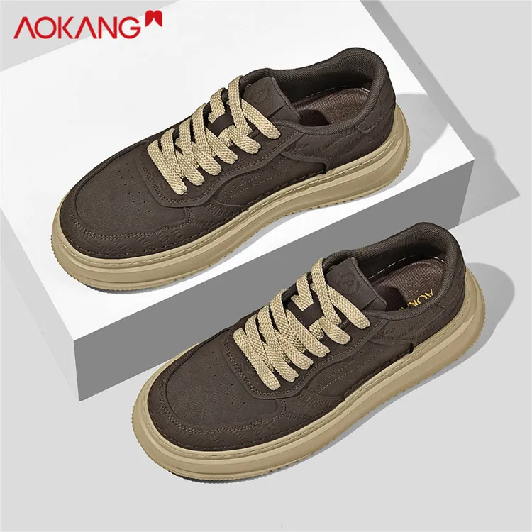 Aokang/奥康官方旗舰官网正品男鞋冬季板鞋轻奢鞋子增高工装潮鞋