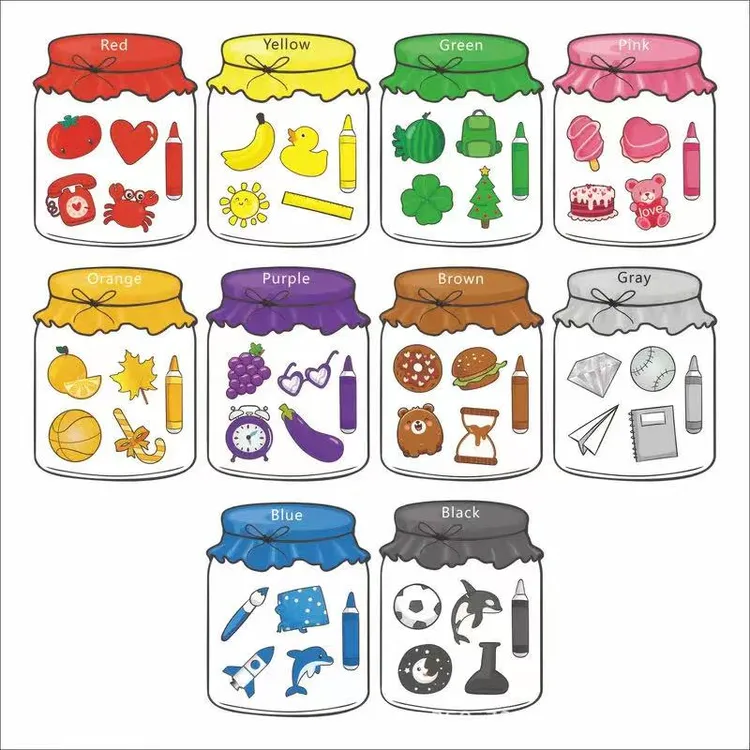 colors英文颜色分类糖罐玩具可作育儿冰箱贴白板磁贴益智玩具