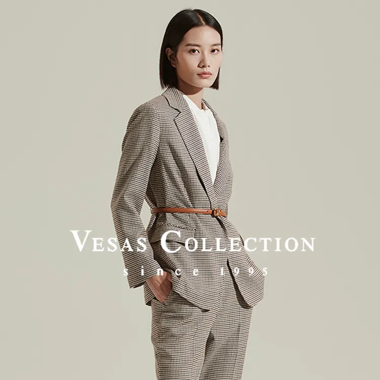 Vesas Collection J1108 英伦复古格纹修身羊毛西装(同款T1470）
