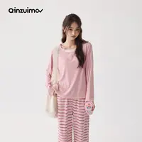 【千颂妮专享】亲嘴猫 莫代尔棉蕾丝边少女睡衣家居服套装秋C53475