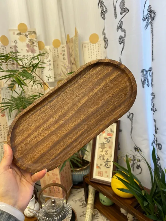 【百搭腰形盘】南美胡桃木茶盘托盘果盘糕点盘整木茶盘托盘