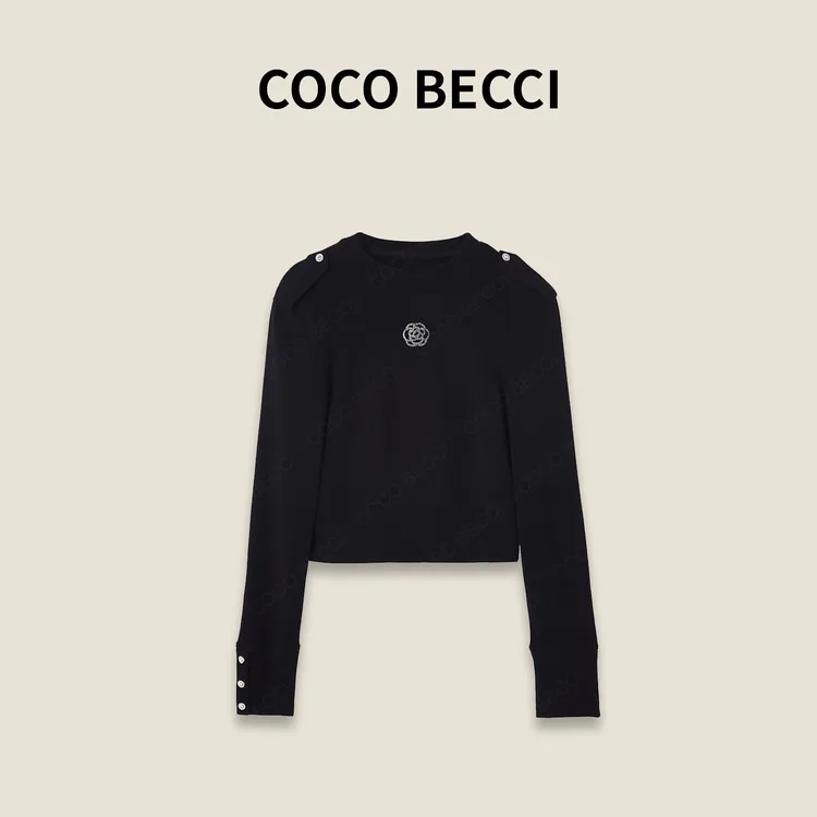 COCO BECCI【焦糖可可】精致风肩章烫钻气质优雅上衣CFXYD131285