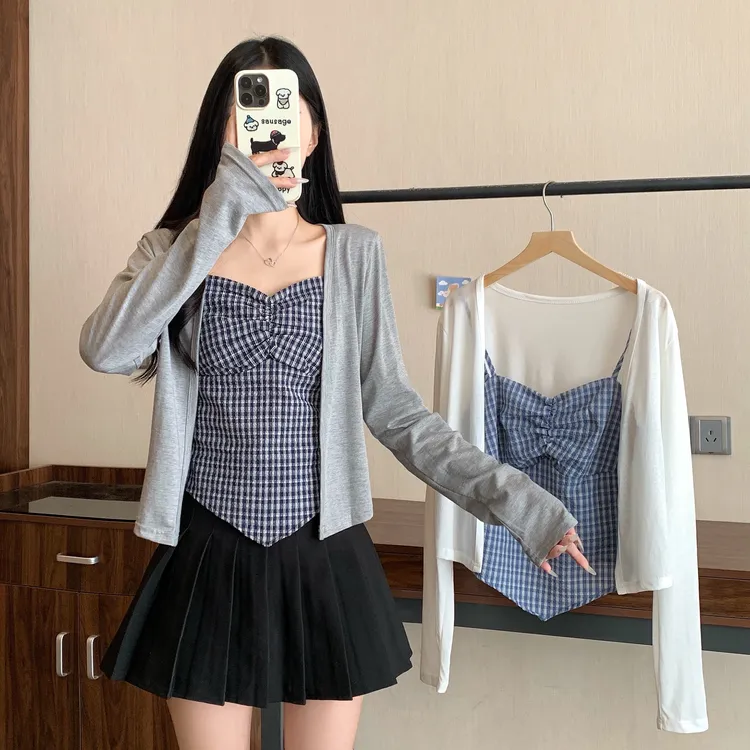 2025年大码女装夏季新款薄款罩衫吊带两件套3315