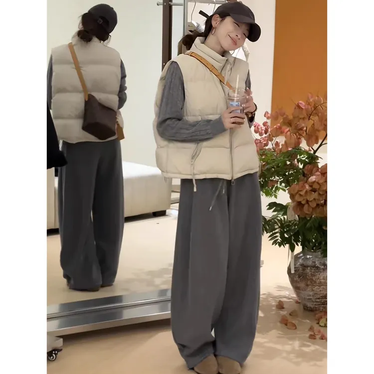 爆款马甲女短款背心秋冬白鸭绒新款叠穿洋气宽松坎肩外穿马夹