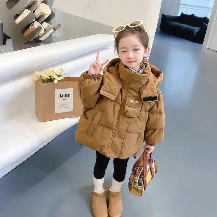 女童羽绒服冬装2025新款冬季女宝宝加厚白鸭绒外套中长款儿童上衣