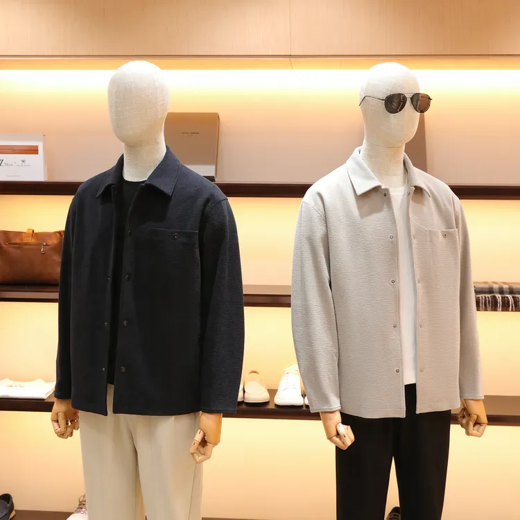 2025秋季新款男士老钱风商务休闲灯芯绒慵懒复古衬衫翻领外套1639