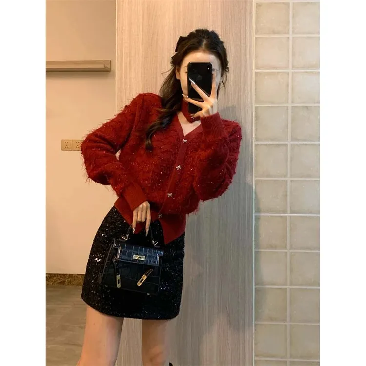 2025新款小香风针织毛衣开衫气质毛衣ZH0009