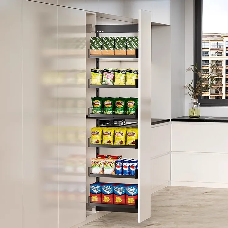 拉篮厨房橱柜大怪物高柜高深侧拉篮冰箱侧边零食柜极窄拉篮