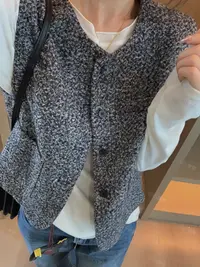 WEN 25新款小香风圆领单排扣无袖马夹WWC0279