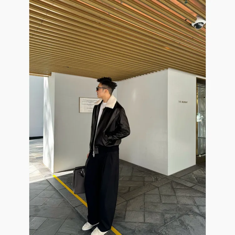 Team Yang-秋冬新品脱卸鹅绒绵羊皮衣羊绒领老钱质感夹克50581