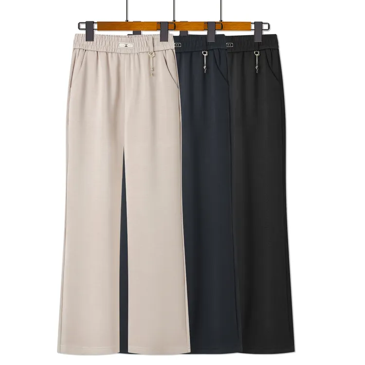 微喇裤女春秋款高腰垂感显瘦妈妈裤子中老年人女裤中年直筒喇叭裤