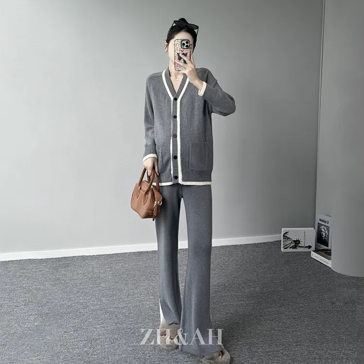 ZH&AH【伦敦落日】冬季新款时尚气质百搭设计感绵羊毛孕期毛衣套装