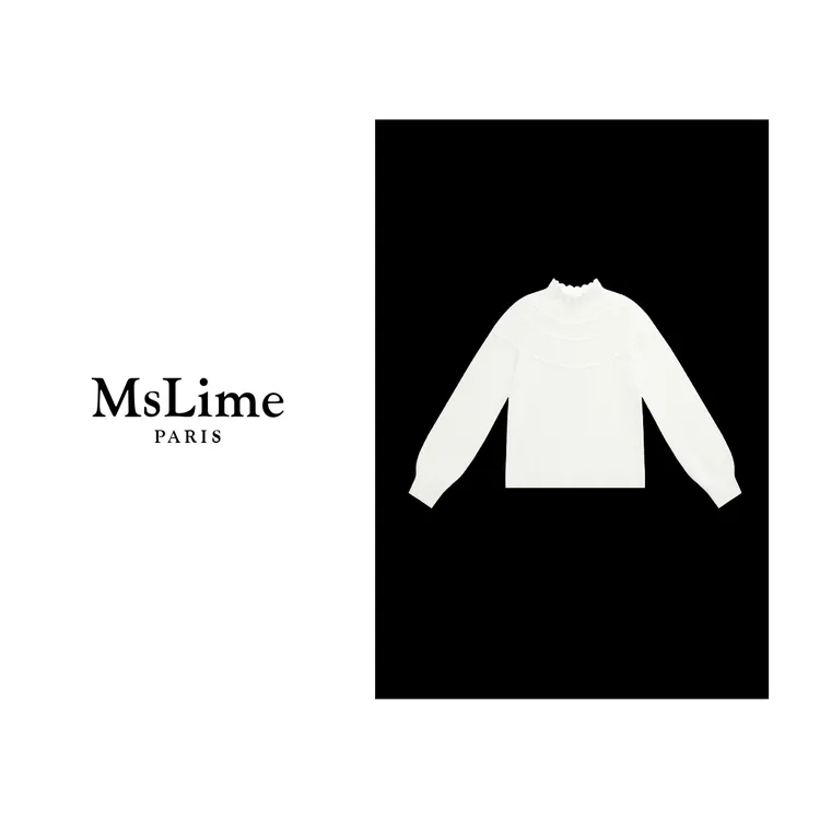 王嬛嬛MsLime新款【婉仪】绵羊毛山羊绒白色170g细毛衫 HD2D0070