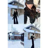 YESWOMEN初雪暖绒· 连帽毛领短款外套微喇休闲裤套装DYF0254A婷