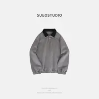SUEO【毛呢&牛仔·双领】绵羊毛混纺毛呢厚款减龄软糯微阔型卫衣
