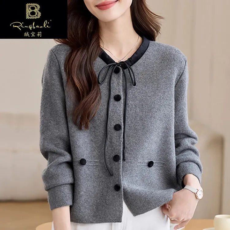 小香风短款羊毛毛衣外套女2025秋冬新款宽松时尚针织外搭羊绒开衫