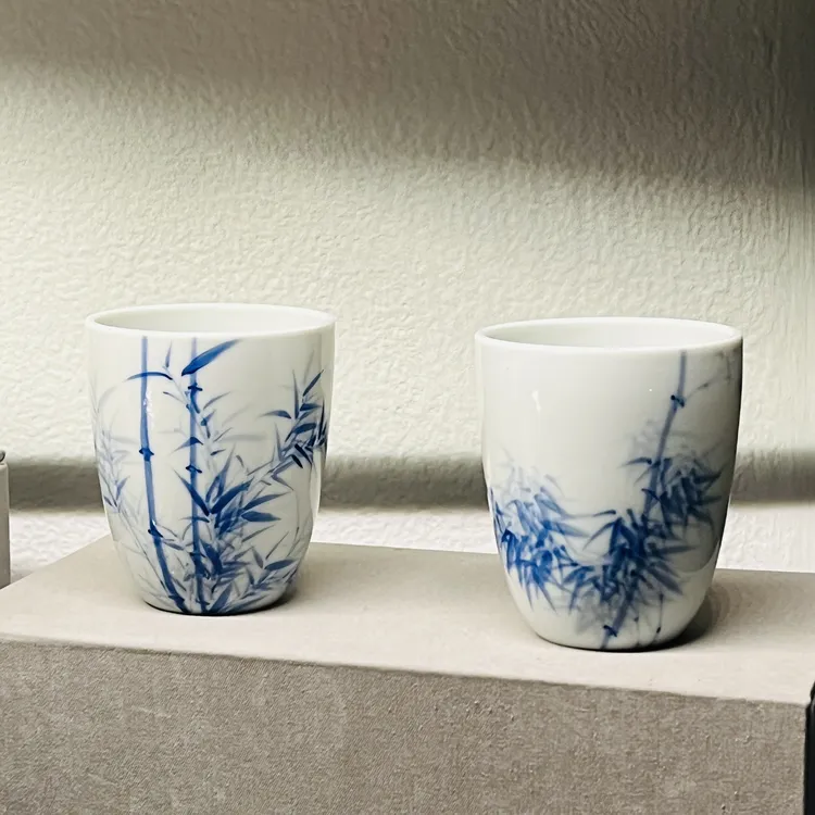 景德镇青花釉下彩主人杯2杯组合健康安全的茶具茶杯