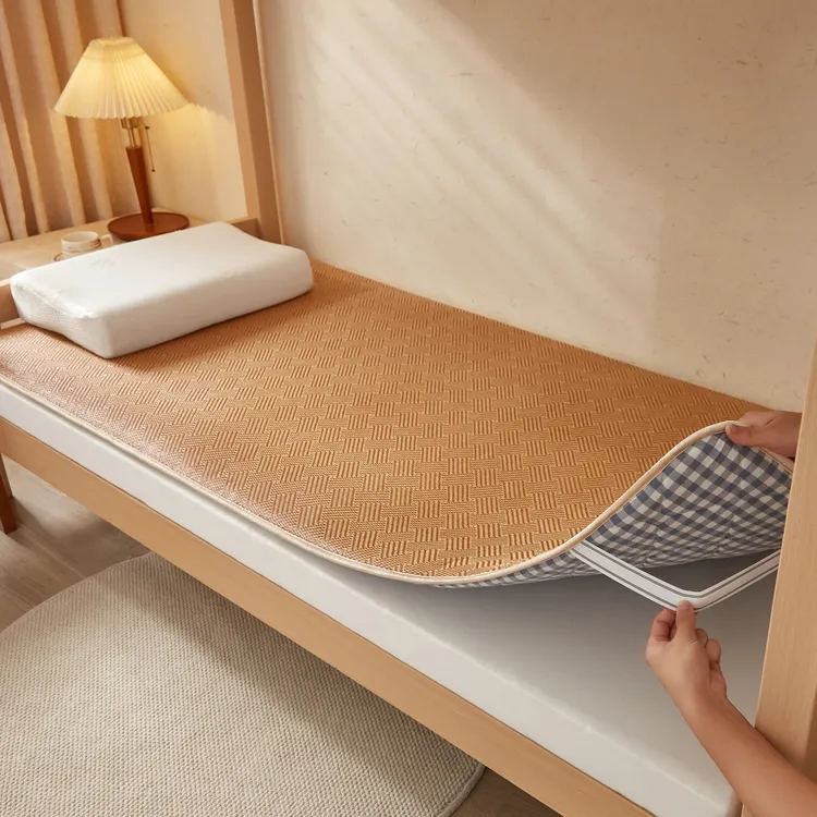 A防滑凉席床褥双面床垫两用榻榻米可折叠冰藤学生宿舍单人90cm