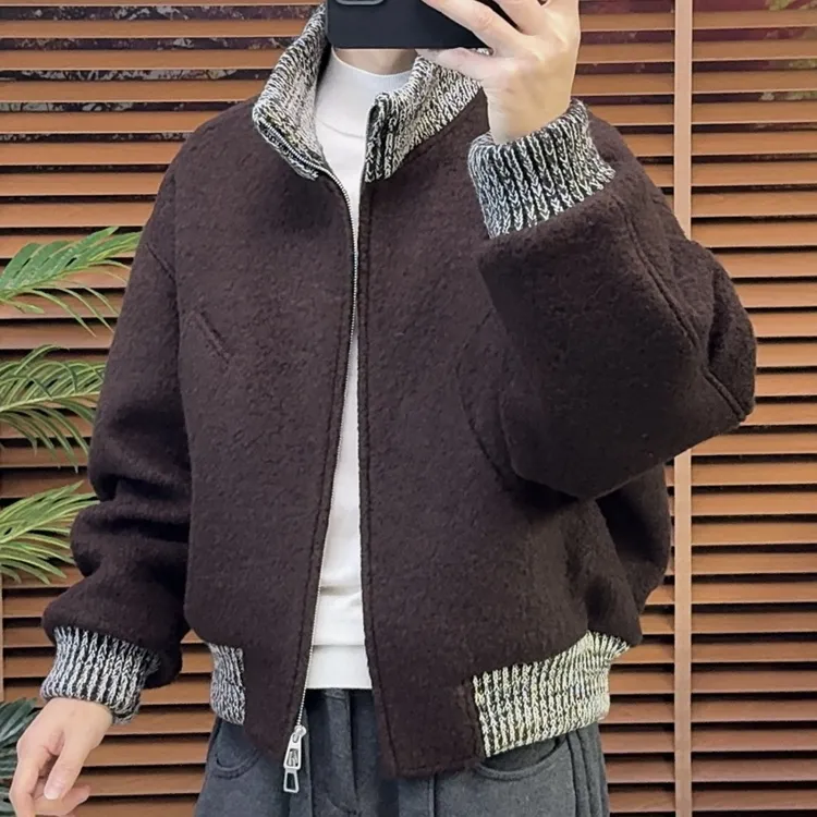 双旦年货（内里鹅绒）面料加厚冬季男士立领短款鹅绒潮流夹克