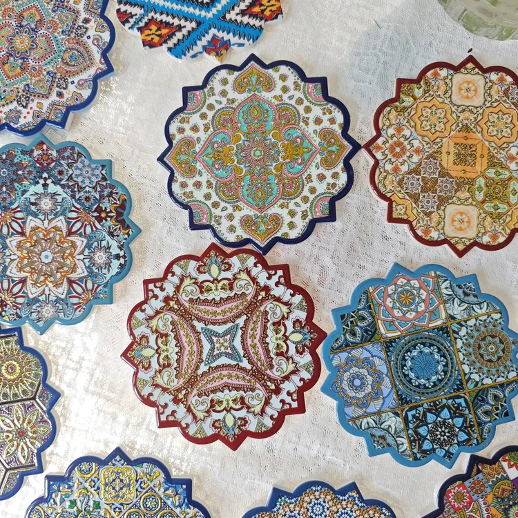 新疆民族风3D浮雕陶瓷杯垫隔热防滑实用又美观