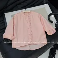 【现货】阿卷秋装女童森系洋气荷叶领设计感宽松百搭衬衫上衣SJ6175