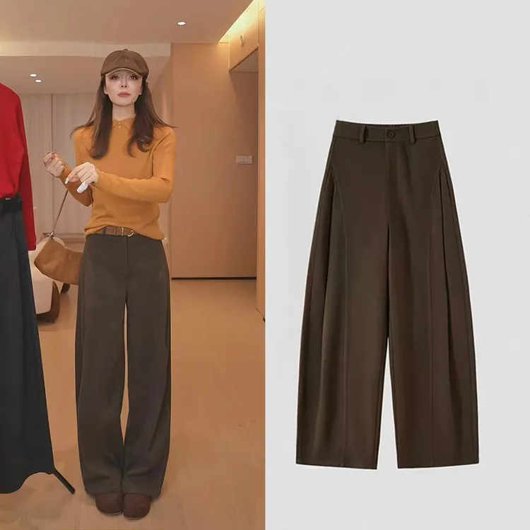 【贝斯裤】小个子女秋冬休闲韩版裤子卫裤胖mm显瘦款加厚毛呢阔腿裤