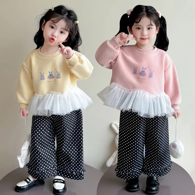 女童秋装套装2025新款4-6岁幼儿园潮款小童女宝春秋季炸街两件套